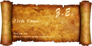 Zink Emma névjegykártya
